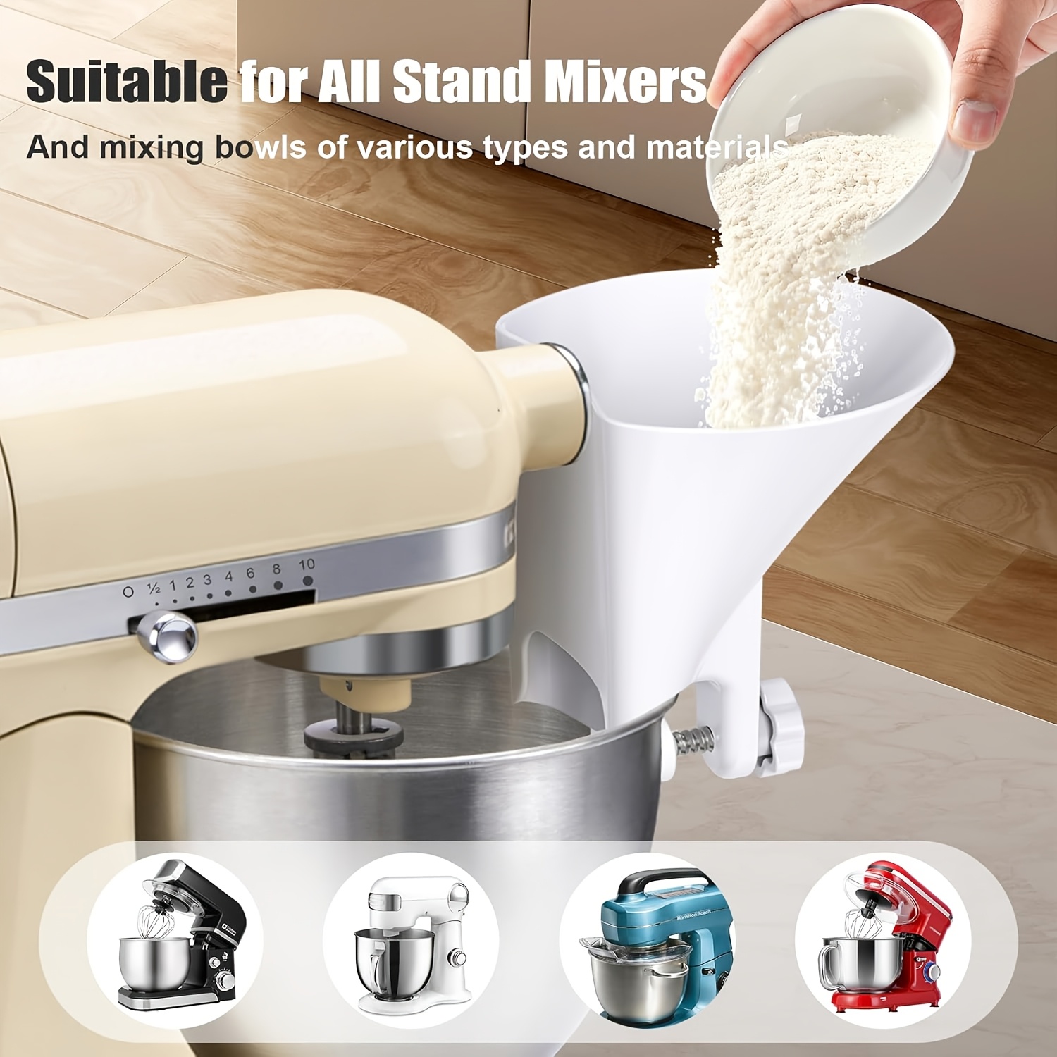 Szeroki lejek do mąki, wlewka  – Kitchen Aid Baking Mixer recenzja i cena