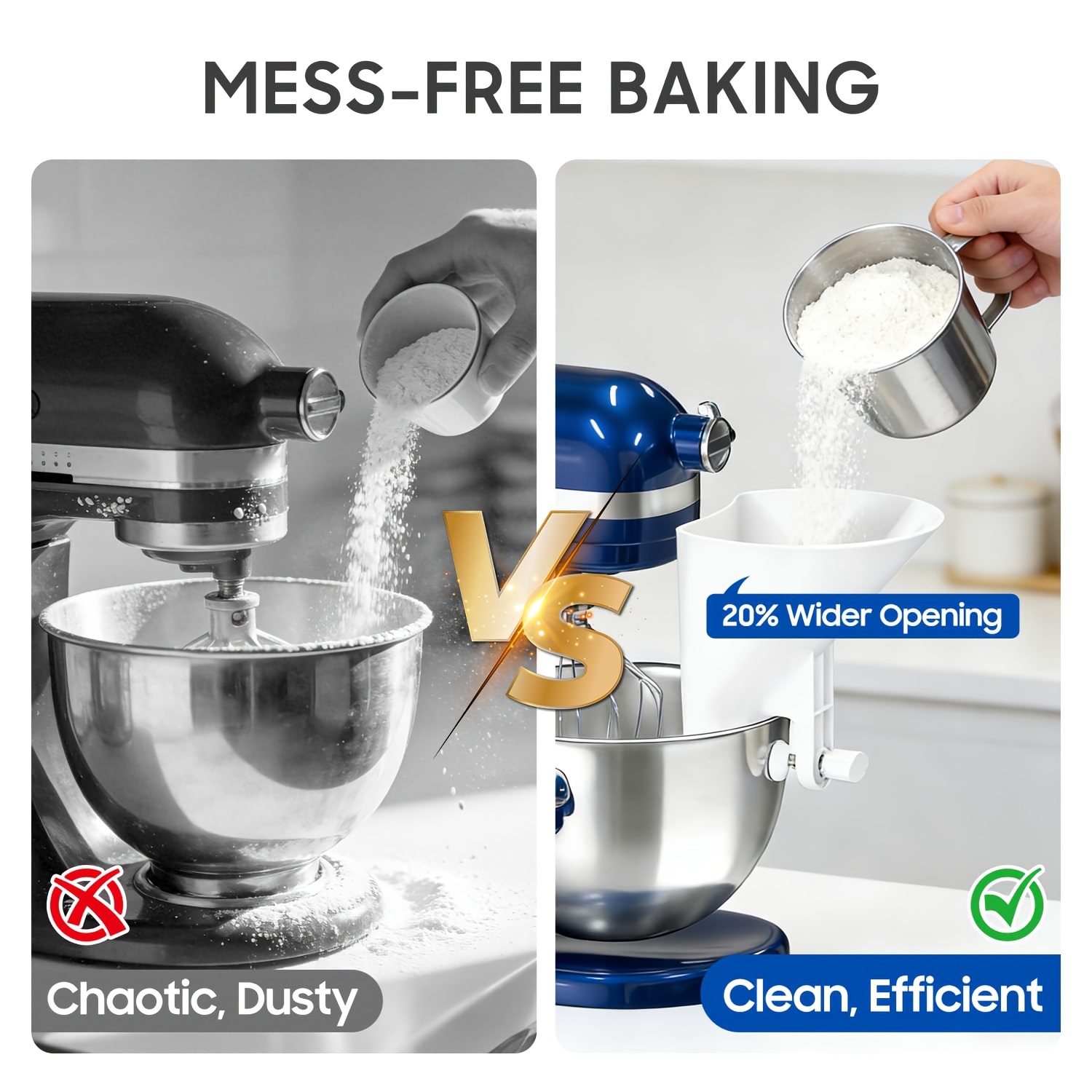 Szeroki lejek do mąki, wlewka  – Kitchen Aid Baking Mixer recenzja i cena